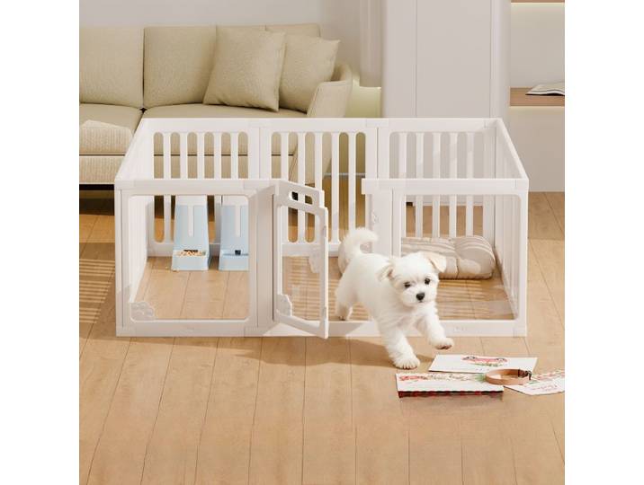 Cage pour chien d'intérieur, enclos pour animaux de compagnie, clôture pour petit chien, isolation en acrylique, anti-évasion, niche surélevée pour chiot