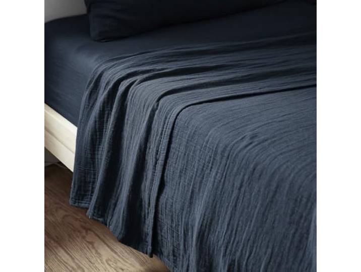 Drap Plat 240x300 cm Gaze de Coton Minuit