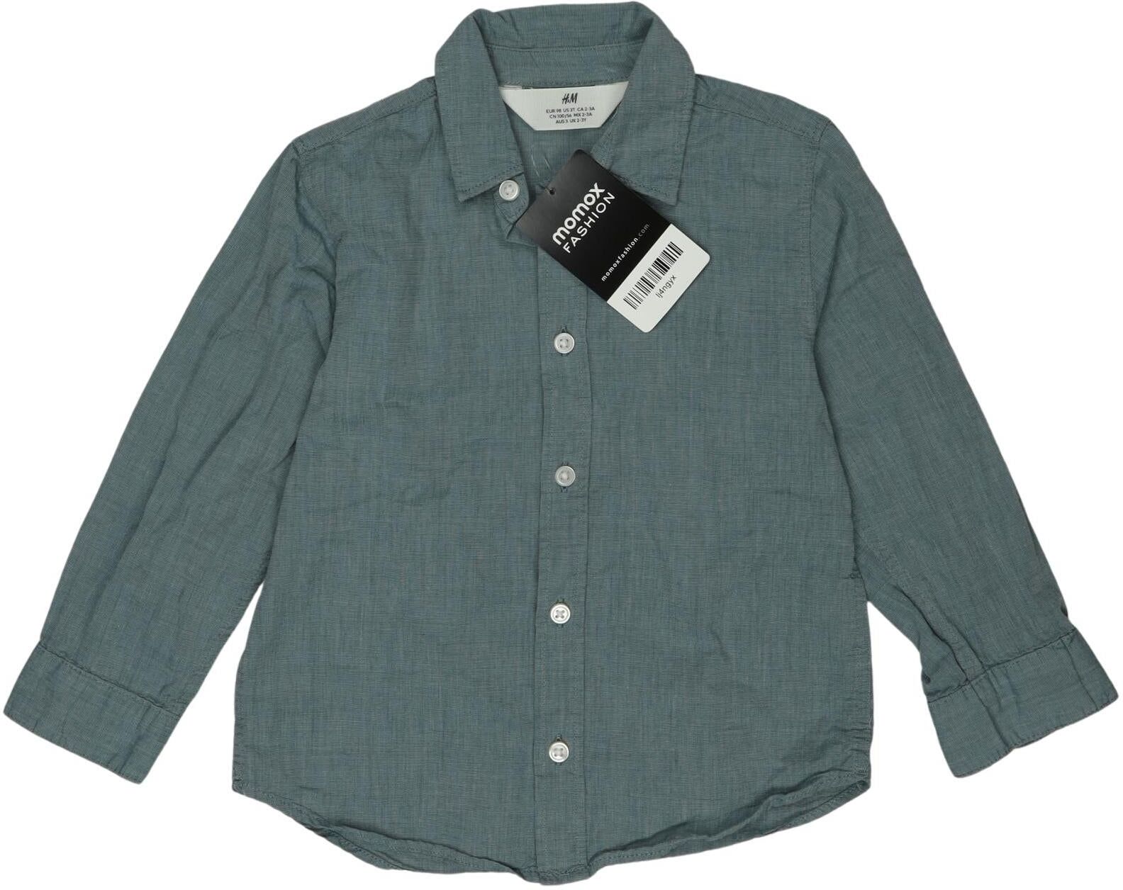 H&M Jungen Hemd, Türkis, Gr. EU 98, Baumwolle - Second Hand