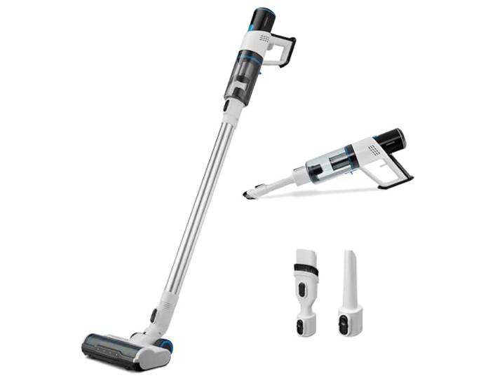 MEDION P250 Stabstaubsauger (kabellos, beutellos, Zyklon-Technologie, 250 Watt, 2in1 Stielstaubsauger und Handstaubsauger mit Akku, Staubsensor, HEPA H13, LED Touch Display, Bürstenrolle)