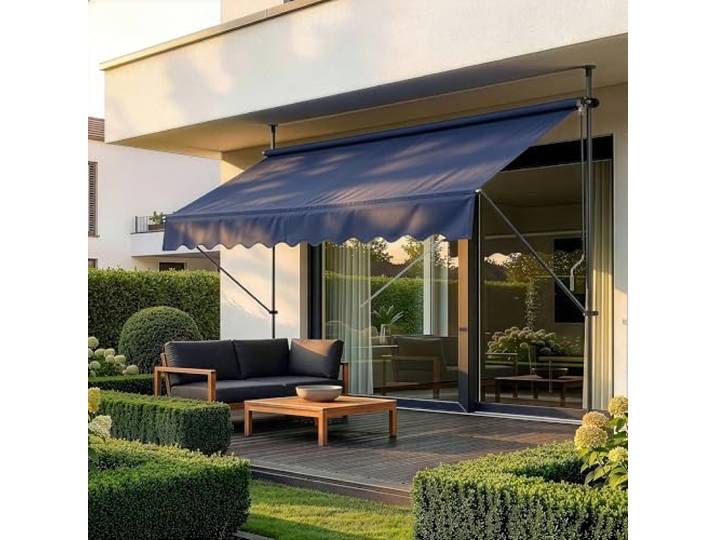 pro.tec Klemmmarkise Stem ohne Bohren 350x120x220-309 cm Dunkelblau