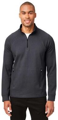 North End NENE200 Men's Rhythm Waffle Quarter-Zip Pullover T-Shirt in Carbon size Large   60/40 Cotton/Polyester NE200
