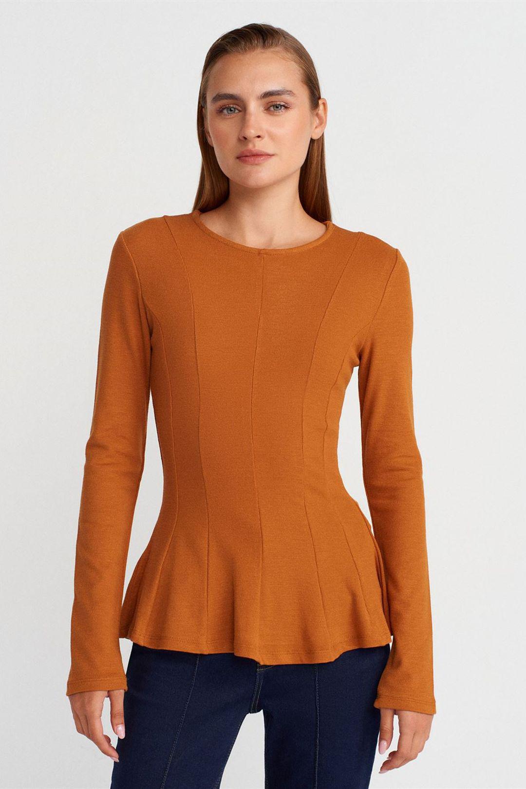Getailleerde Textuur Gebreide Peplum Blouse