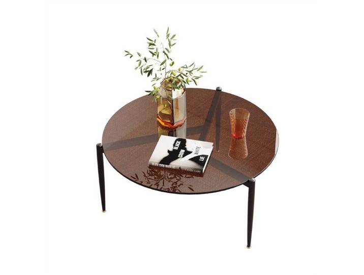 Table Basse Salon Ronde - Meuble de Salon en Verre Trempé et Métal Table Basse Design Moderne 80 x 40 cm