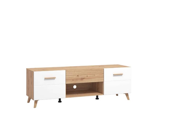 Lowboard HOME AFFAIRE Bretagna TV-Lowboard, TV-Schrank, TV-Ständer, Breite 150 cm , beige (arisan eiche), B:147,5cm H:49cm T:41,5cm, Sideboards, Lowboard, Kommode mit Schublade, Holzgriffen, TV-Möbel, in Artisan Eiche