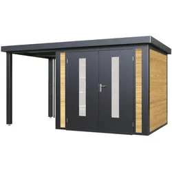 Wolff Finnhaus Metall-Holzgartenhaus Hybridhaus Alvar - 28 mm 376 x 240 cm (Alvar 3824) kiefer imprägniert