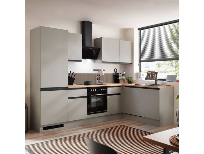 Cuisine équipée 280cm Gris/Gris soie Sans électroménager