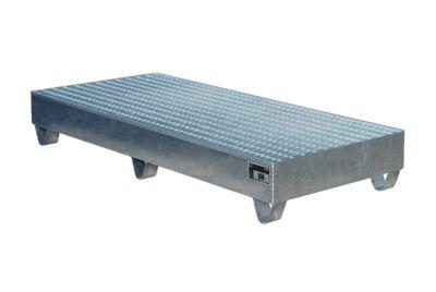 Stahl-Auffangwanne mit Gitterrost, 1800 x 800 mm, verzinkt