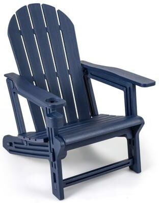 Costway HDPE Adirondack Chair with Cup Holder and Wooden Texture for Patio-Blue