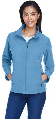 Team 365 TT80W Women's Leader Soft Shell Jacket in Sport Light Blue size XS