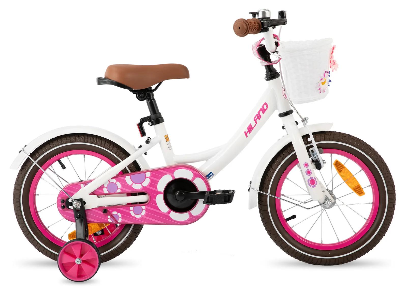 Kinderfahrrad 30 cm Mädchenrad - Mit Korb - Mit Stützrädern - Stahlrahmen und Gabel - V-Brake vorn, Rücktritt hinten - Weiß