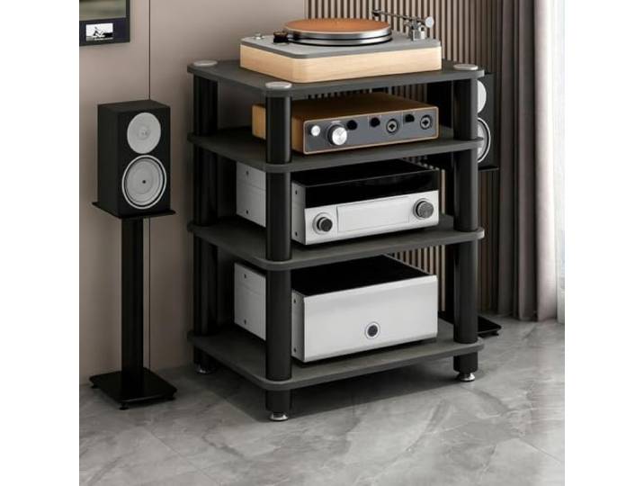 ZSCNYHMT HiFi-Rack, Audio-Ständer Mit Mehrstöckigem Aufbewahrungsdesign Mehrstöckiger Stauraum, abgerundete Kanten, rutschfeste Füße, für Wohnzimmer und Audio-Setups(B,73cm/28.7in)