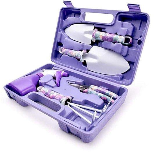 Benza 5-delige tuingereedschapset voor bloemen en groenten met ergonomische handgrepen en draagtas