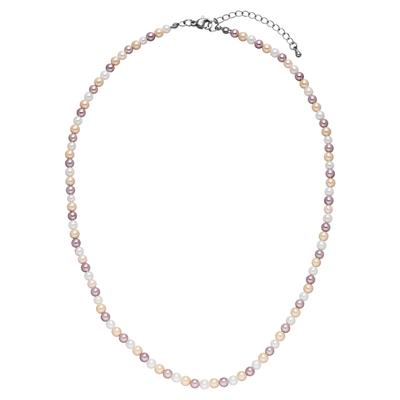 Kette ohne Anhänger JOBO "Perlenkette mehrfarbig", bunt (mehrfarbig), Halsketten, Damen, Messing, L: 50, Muschelkern Perlen 4 mm 50 cm