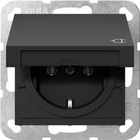 Schutzkontaktsteckdose Typ F 16 Ampere 250 Volt mit Klappdeckel, System 55 schwarz (matt), Retail