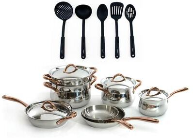 BergHOFF Ouro Gold 16Pc 18/10 Stainless Steel Cookware Set with SS Lids