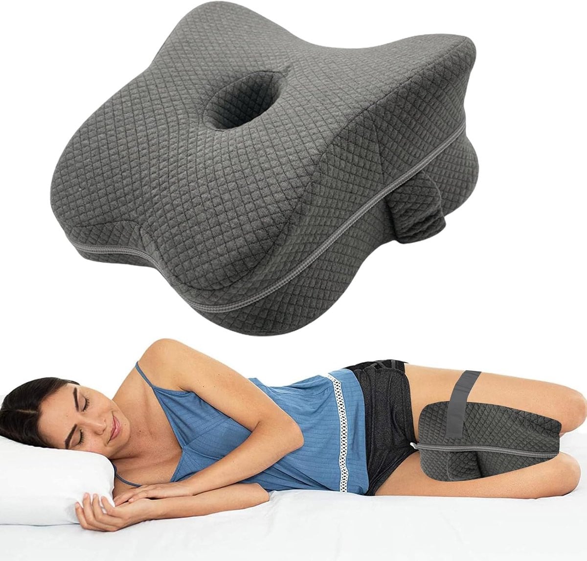 Grijs Ergonomisch Kniekussen voor Comfortabel Slapen