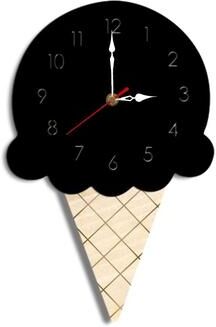 Everyday Crate Ice Cream Wall Clock Decorative Kitchen Wall Decor With Acrylic & Wood Design black