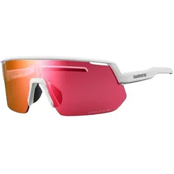 Shimano, Unisex, Sportbrille, Technium L-RD (Matte Weiss, Red, ridescape road), Rot, Mehrfarbig, Weiss