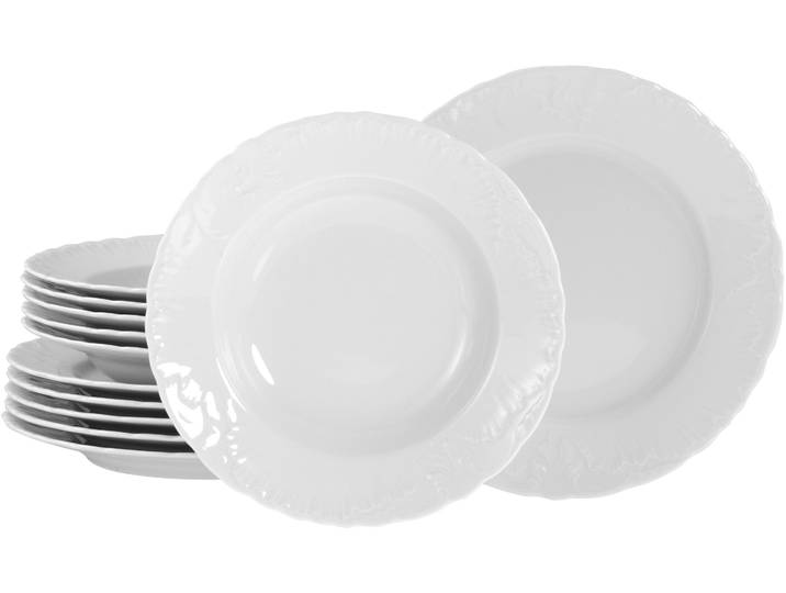 Tafelservice CREATABLE Rokoko, Service 12-tlg. , weiß, 12, Porzellan, Geschirr-Sets, Tafelservice, Teller Set, Daily Use, Zeitlos