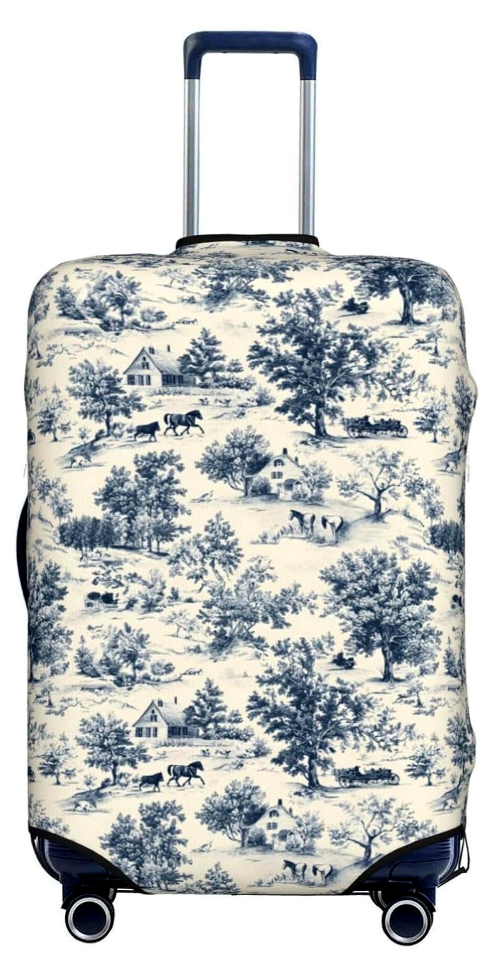 Kofferhülle - Weiche Abdeckungen mit Vintage-Dorfdesign für Gepäck, geeignet für Koffer von 55,9 bis 61 cm
