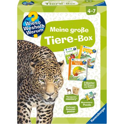 Kinderbuch RAVENSBURGER "Wieso? Weshalb? Warum? - Meine große Tiere-Box", grün, B:33,5cm H:25,5cm, Bücher, Made in Europe