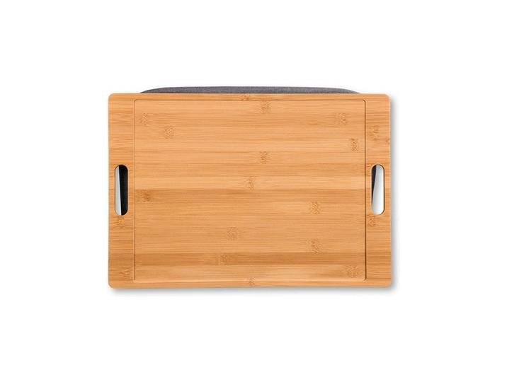 Tablett KESPER Knietablett , braun (natur, grau), B:45cm H:8cm L:31cm, Bambus, Tabletts, Tablett, FSC-zertifiziert