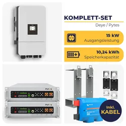 Deye Hybrid-Wechselrichter SUN-15K-SG05LP3 mit 2 x Pytes E-Box V5° Alpha | 3-phasig / 15 kW / 10,24 kWh