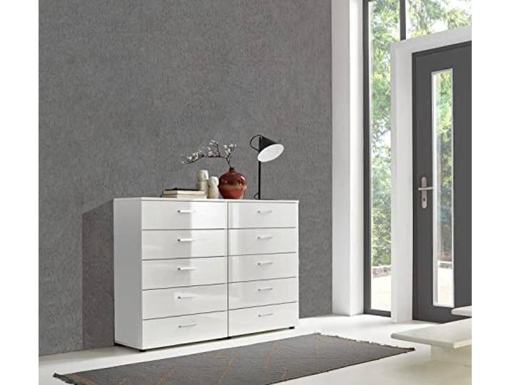 BMG Möbel Schubkastenkommode »Marbella Kommoden-Set 5« (Schubladenkommode Kommode Sideboard, 2X Schubkastenkommode), Fronten und Oberboden in weiß Hochglanz, Made in Germany