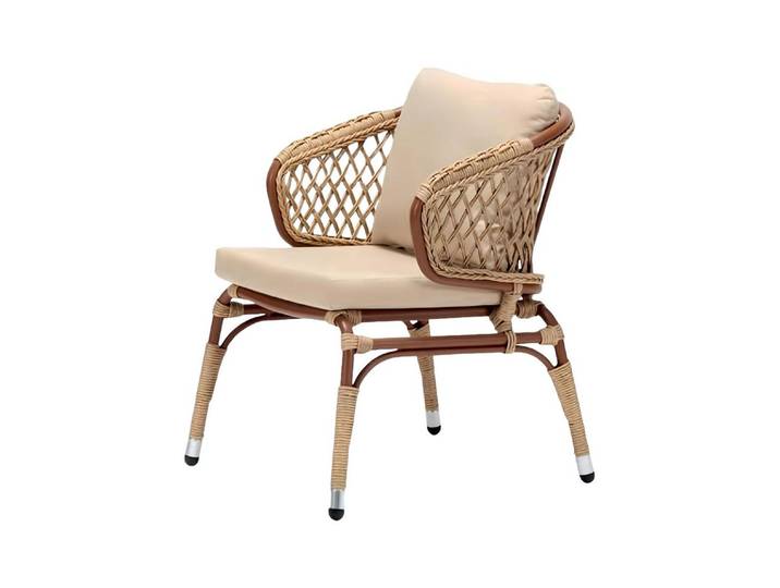 Xlmoebel Sessel Beiger Rattansessel mit hochwertiger Polsterung für die Terrasse (Sessel), Hergestellt in Europa