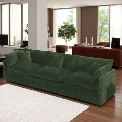 Chenille Mid-Century Modern Sofa with Armrest Pillows and Toss Pillows