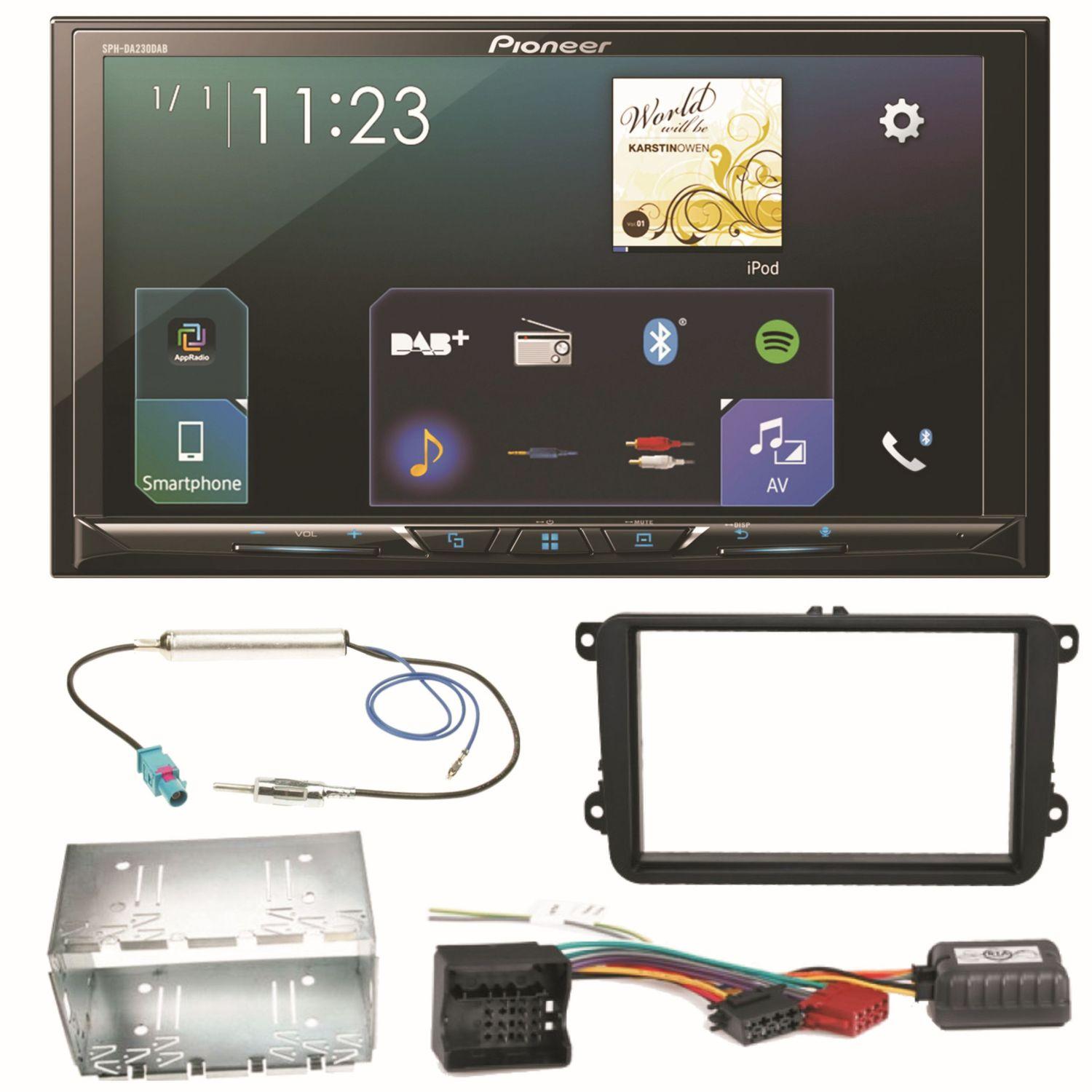 Pioneer SPH-DA230DAB Bluetooth USB Einbauset für Beetle Jetta Sharan Tiguan T5