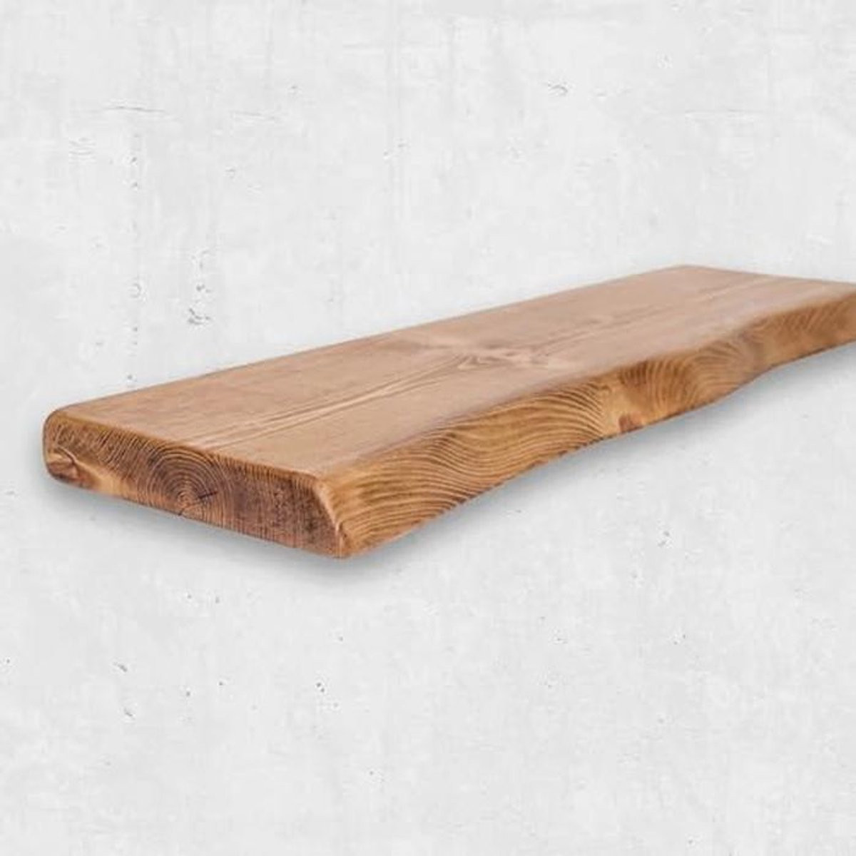 Rustiek zwevend wandrek van hout in donker eiken, 140 cm