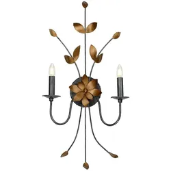 Elstead Lighting, Deckenleuchte, Simone Wandleuchte E14 2-fach Gun Metal und Gold, Made in UK (E14)