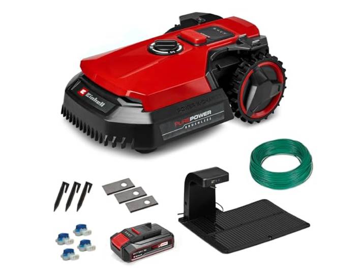 Einhell Robot-Tondeuse FREELEXO 500 PXC 18 V pour 500 m² pente 35 % appli mise à jour Over-the-Air Wi-Fi batterie PXC+ 2\,5 Ah