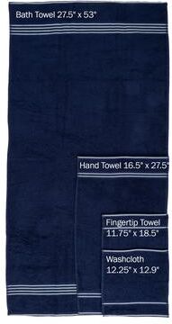 Towel Set - Cotton Bathroom Accessories with Bath Towels, Hand Towels, Washcloths, and Fingertip Towels by Lavish Home (Navy)