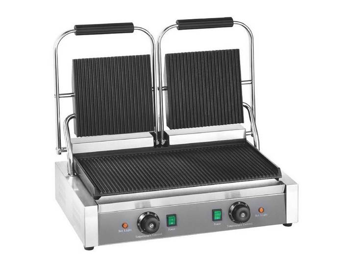 GastroHero Kontaktgrill Kontaktgrill Doppel Panini Grill gerillt 3,6 kW, 3600 W, AISI 430 Edelstahl, integrierter Überhitzungsschutz