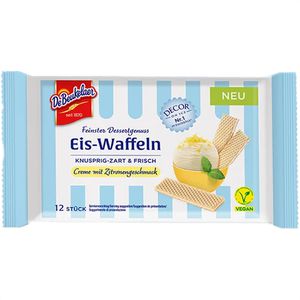 De-Beukelaer Eiswaffeln feinster Dessertgenuss, laktosefrei & vegan, mit Zitronencreme, 50 g, 12 Stück