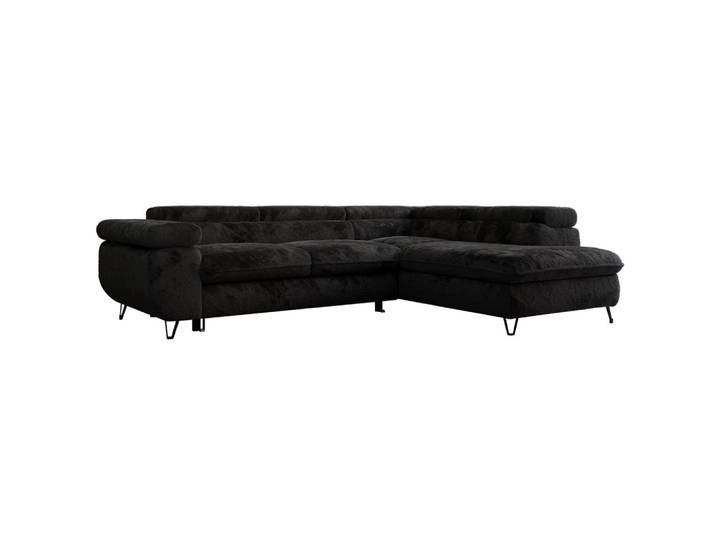 ECKSOFA PEDRO L Schwarz Plüsch - Rechts Seite