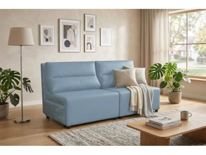 2-Sitzer-Sofa, ausklappbares Schlafsofa mit Stauraum, rosa, KIMO Family Möbel