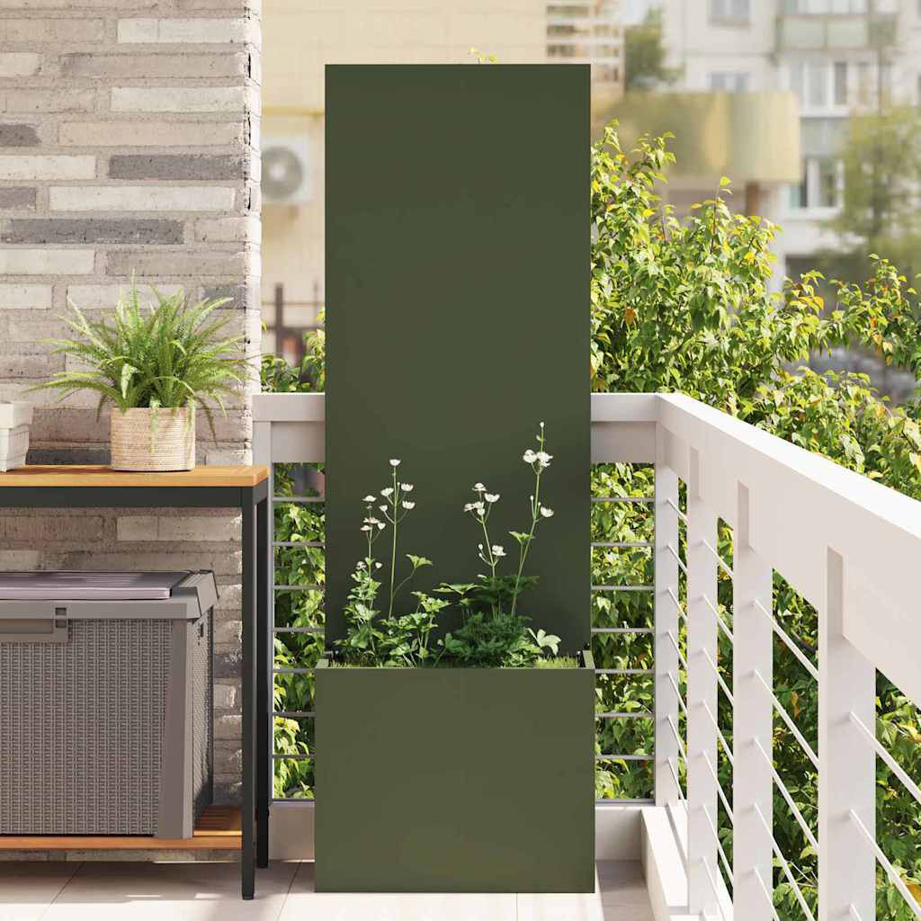 Brayden Studio Outdoor Planter Box Olive Green 140cm H x 50cm W x 50cm D