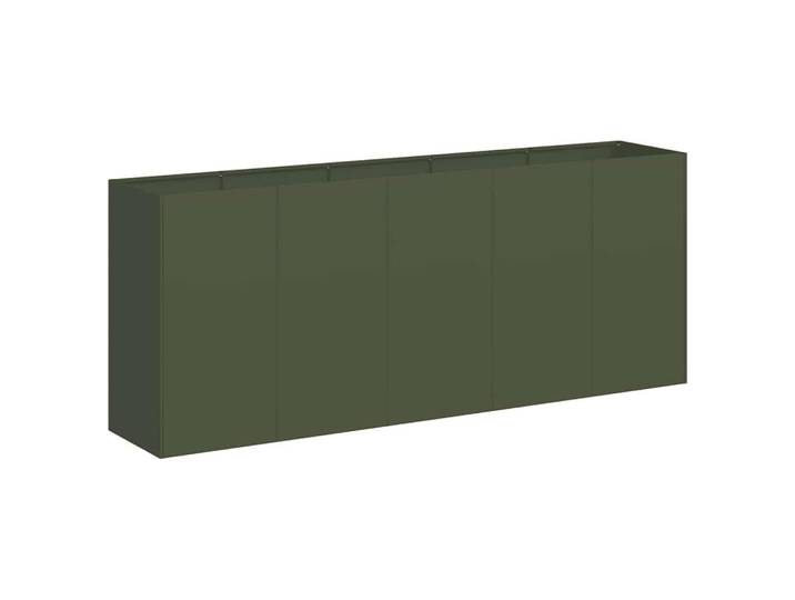 vidaXL Pflanzkübel Olivgrün 200/40/80 Cm Kaltgewalzter Stahl, Metall, Rechteckig, 40x80x200 cm, Gartenzubehör, Hochbeete