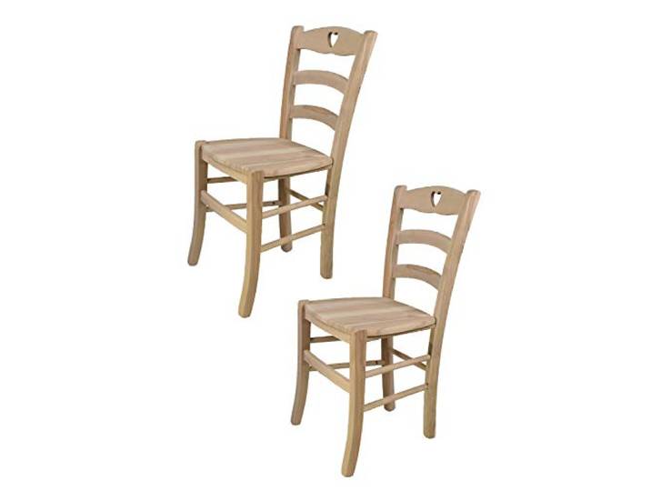 t m c s Tommychairs - 2er Set Stühle Cuore für Küche und Esszimmer, robuste Struktur aus poliertem Buchenholz, unbehandelt und 100% natürlich, Sitzfläche aus poliertem Holz