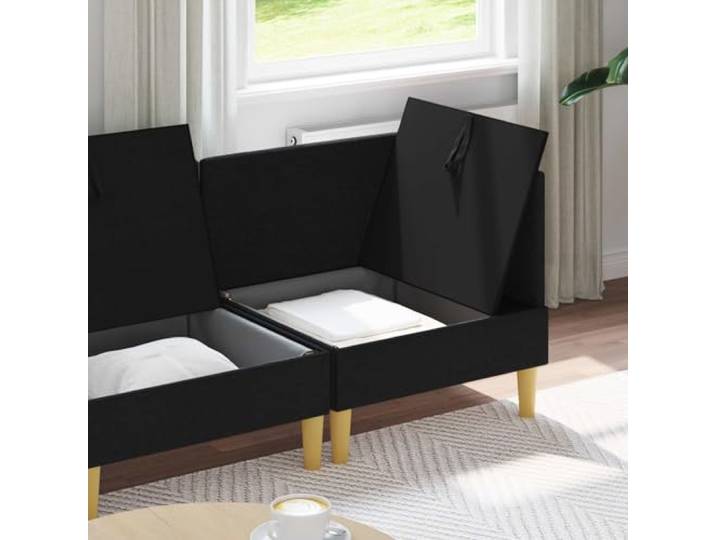 KTHLBRH Modulares Sofa-Set mit Stauraum, 3-teilig, Schwarz Langlebiger Stoff, modernes Design, abnehmbare Kissen, pflegeleicht