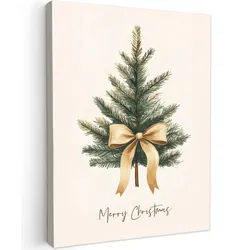 LEINWANDBILD Weihnachtsbaum - Weihnachten - Frohe Weihnachten - Beige Room Decor 30x40 cm