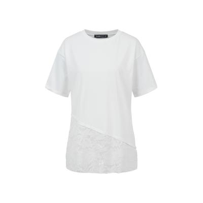 T-Shirt CLOUD 5IVE "CLOUD 5IVE Lace T-Shirt", Damen, Gr. M, weiß, 90% Baumwolle, 10% Elasthan, unifarben, normal, Rundhals, Shirts T-Shirt