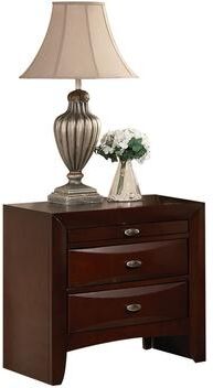 Benzara Benjara Contemporary Style Wooden Nightstand with Three Drawers and Metal Knobs, Brown