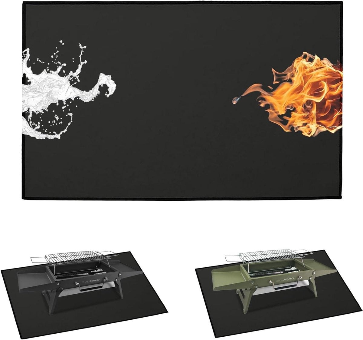 Hittebestendige Onderlaag Zwart - Vuurvaste Mat voor Grillbescherming - 80 x 50 cm