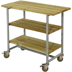 Urban Picnic Grilltisch - in der Größe 100 x 50 x 90 cm - BBQ-Tisch aus Kiefernholz in graubraun - Grill-Beistelltisch für Grillvergnügen im Garten