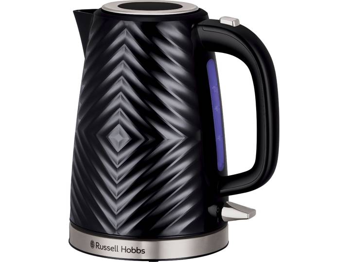RUSSELL HOBBS Wasserkocher Groove Black 26380-70 , schwarz (schwarz, edelstahl), B:20,6cm H:22,2cm T:17,4cm, Wasserkocher, Edelstahl, Schnellkochfunktion, Perfect-pour-Ausgustülle, Kalkfilter, Wasserkocher